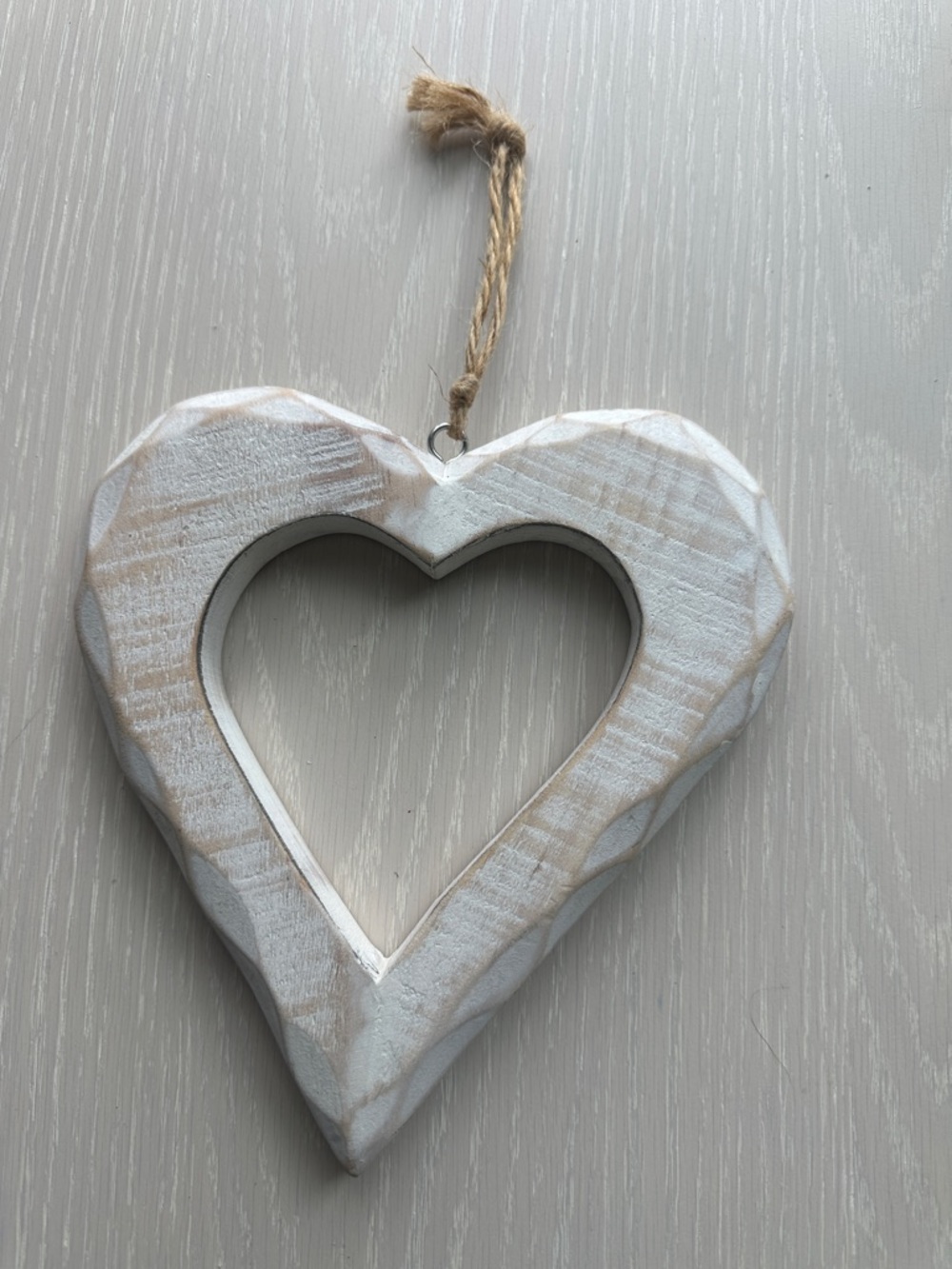 Ikea Whitewashed Wooden Heart Hanging Accent